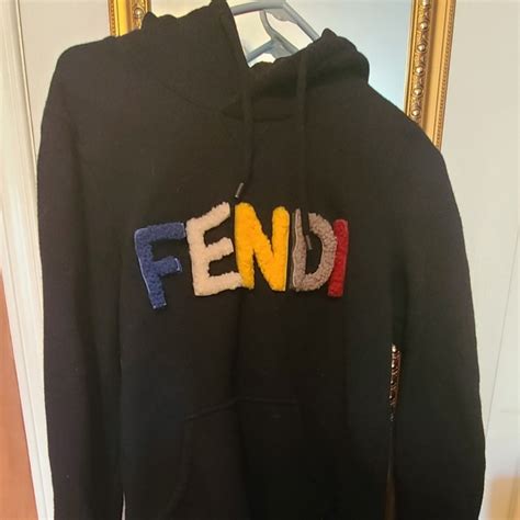 fendi shearling logo pullover hoodie|Fendi jeans sale.